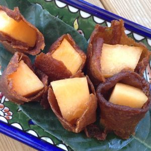 melon wrapped in loquat fruit leather